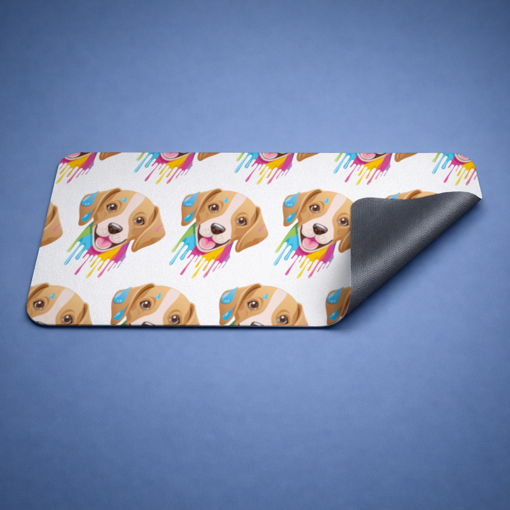 Renkli Boya Damlalı Mutlu Köpek Tasarımı Mouse Pad