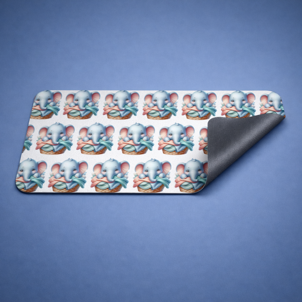 Cute Baby Elephant in Basket Mouse Pad