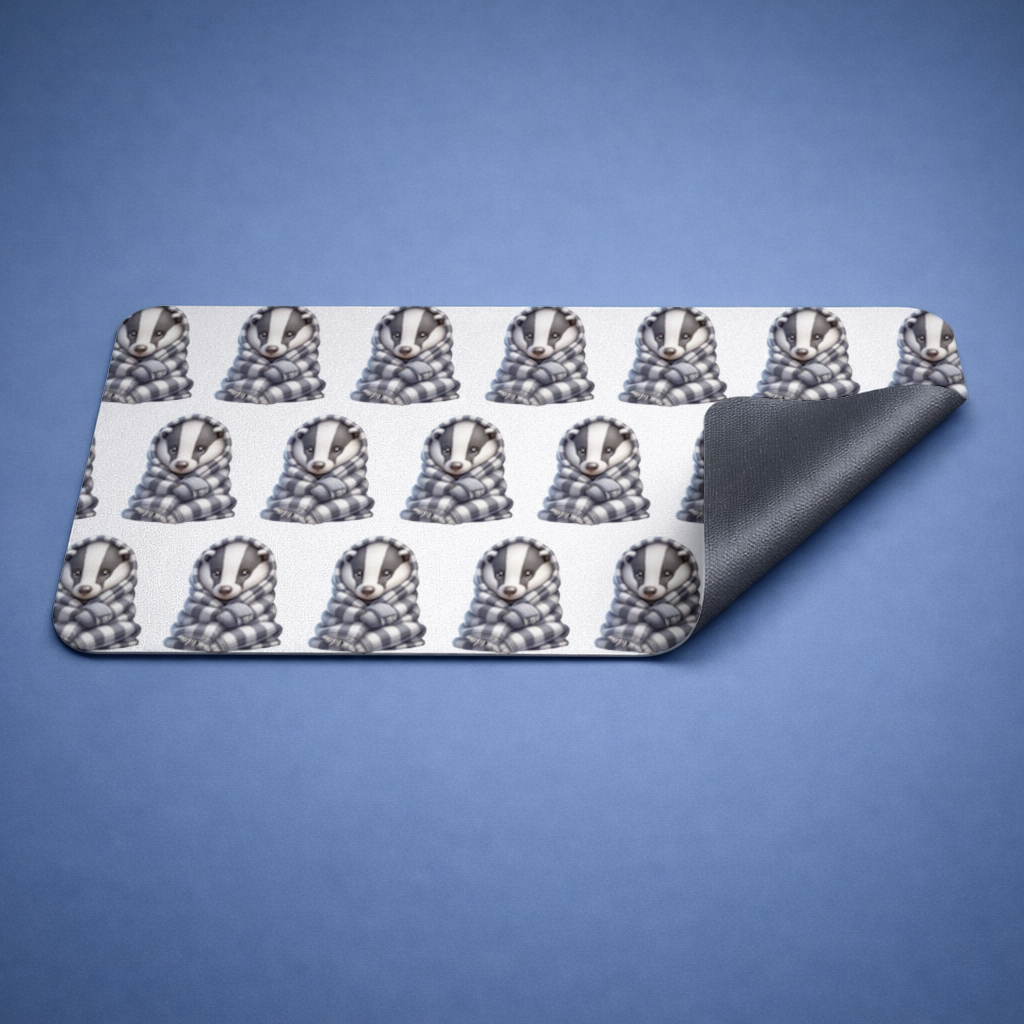 Cozy Baby Badger Wrapped in Blanket Mouse Pad