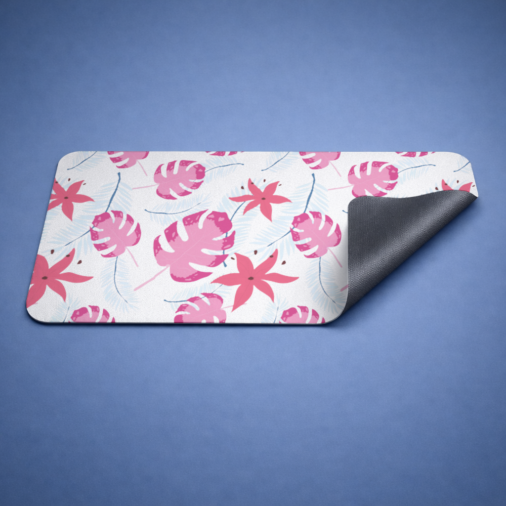 Pink Monstera and Tropical Lily Mouse Pad