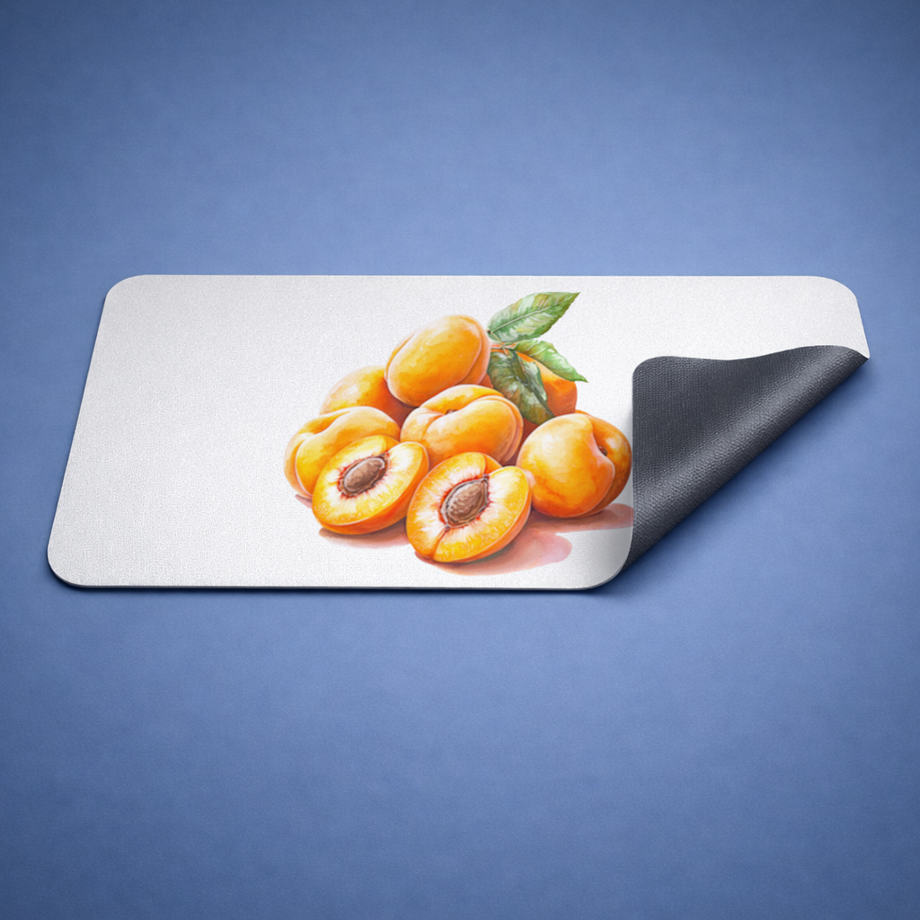 Watercolor Apricot and Leaves Mouse Pad