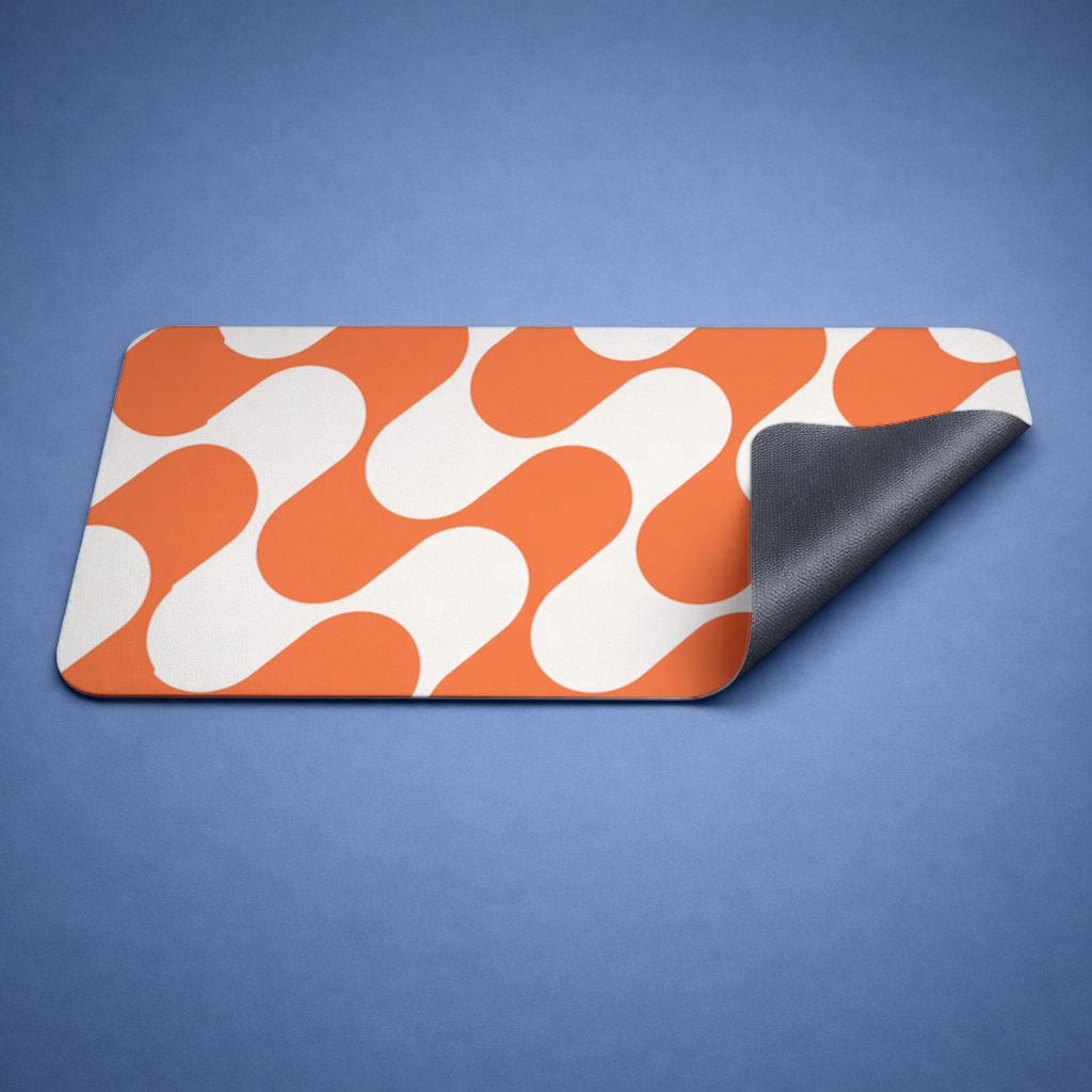 70'ler Turuncu Krem Groovy Kıvrımlar Mouse Pad