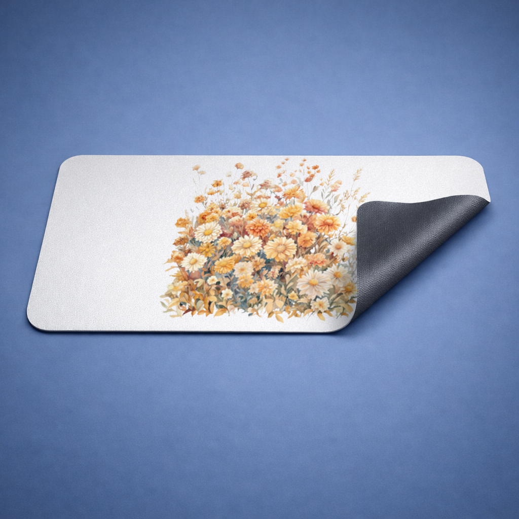Watercolor Orange Wildflowers Mouse Pad