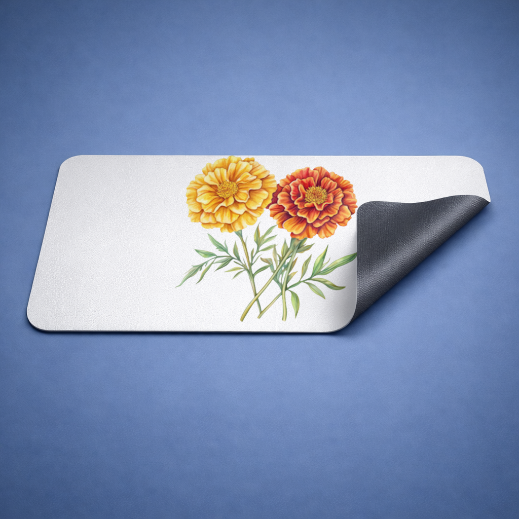 Botanik Sarı Turuncu Kadife Çiçeği Mouse Pad