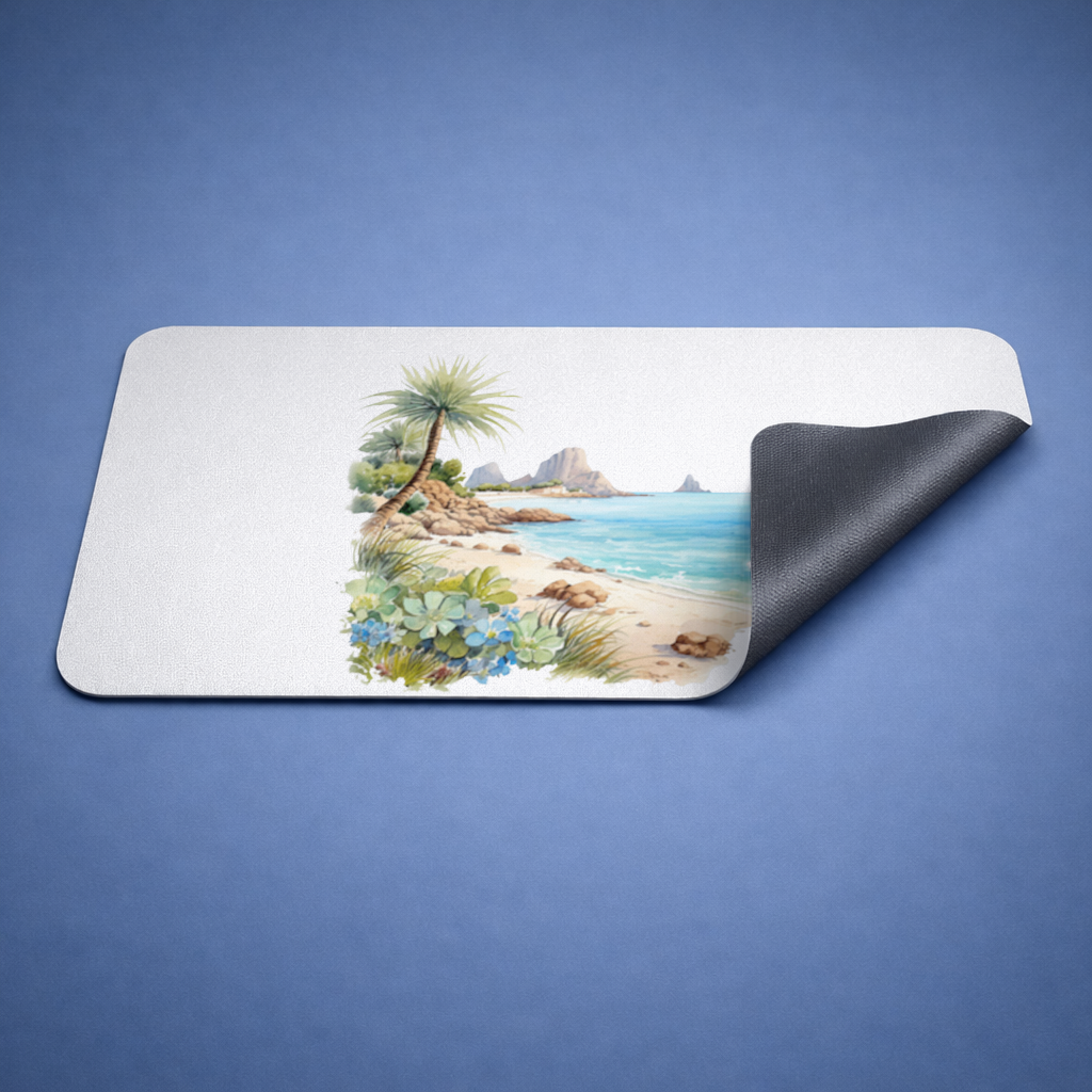Turkuaz Deniz ve Tropikal Palmiye Mouse Pad