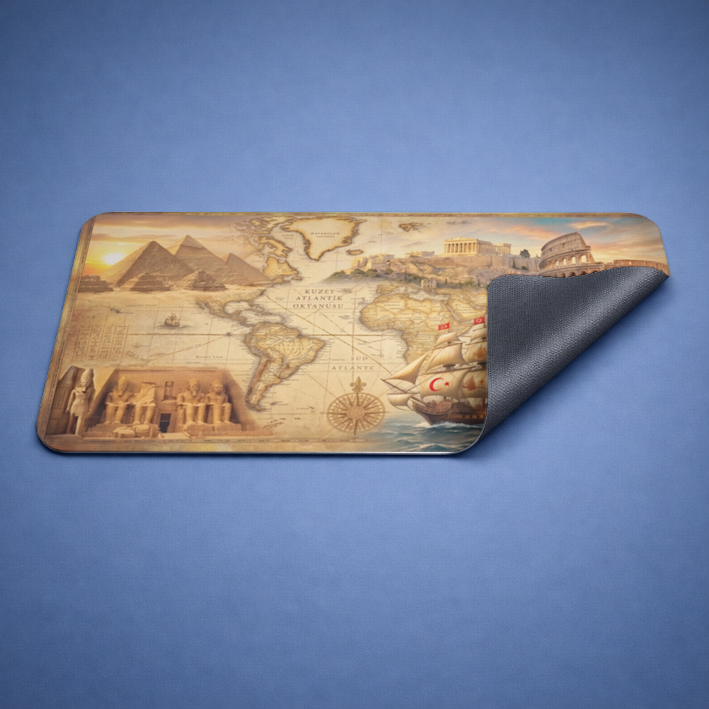 Antik Çağlar Konseptli Retro Dünya Haritası Mouse Pad