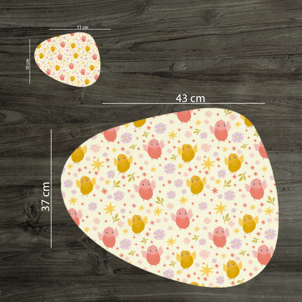 Cute Birds and Floral Pastel Spring Pattern Illustration Charger Plate Set 12 Pieces