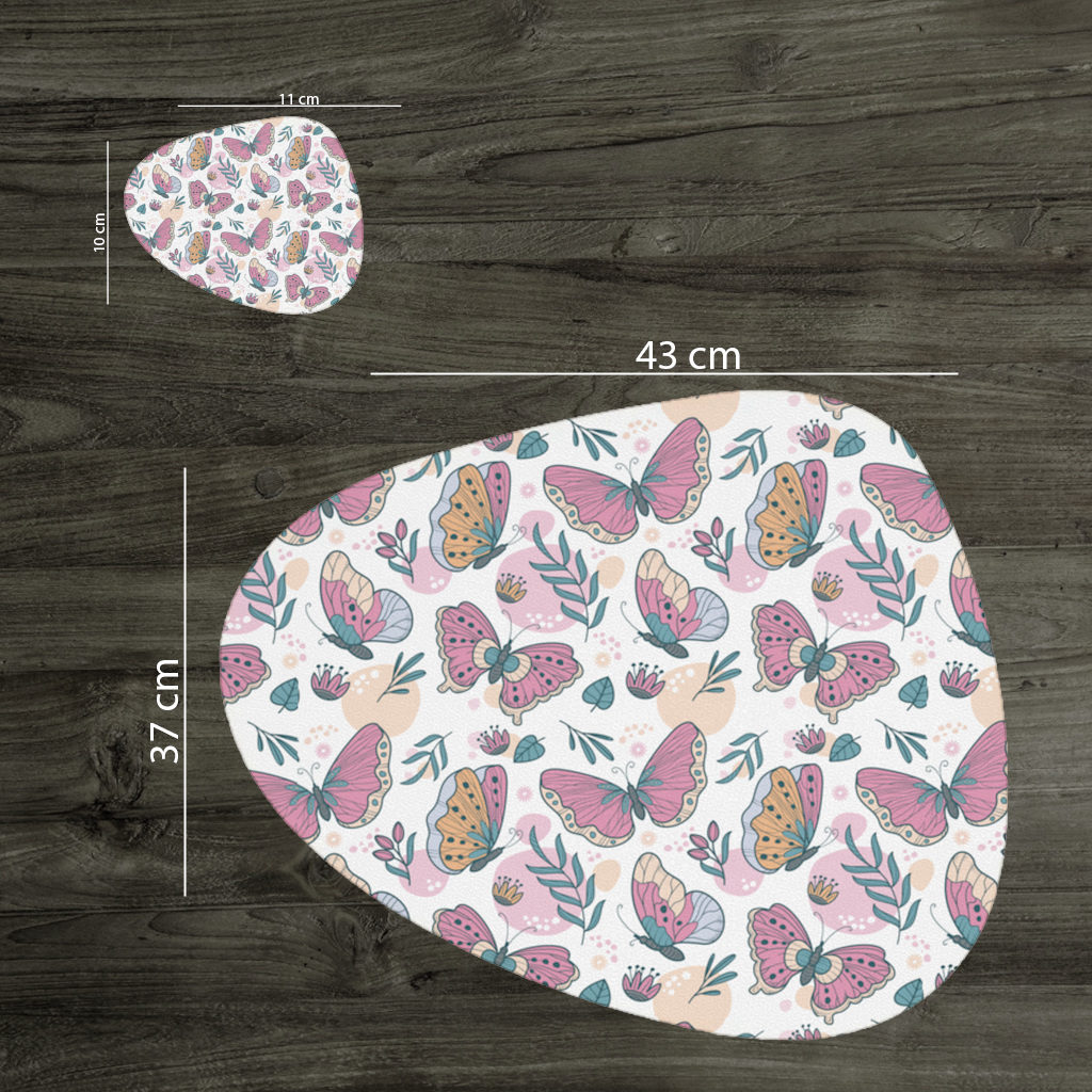 Pastel Butterflies and Botanical Leaves Seamless Pattern Charger Plate Set 12 Pieces
