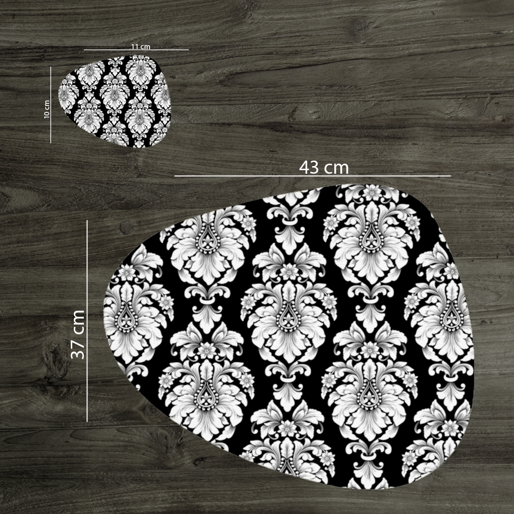 Black and White Baroque Floral Pattern Charger Plate Set 12 Pieces