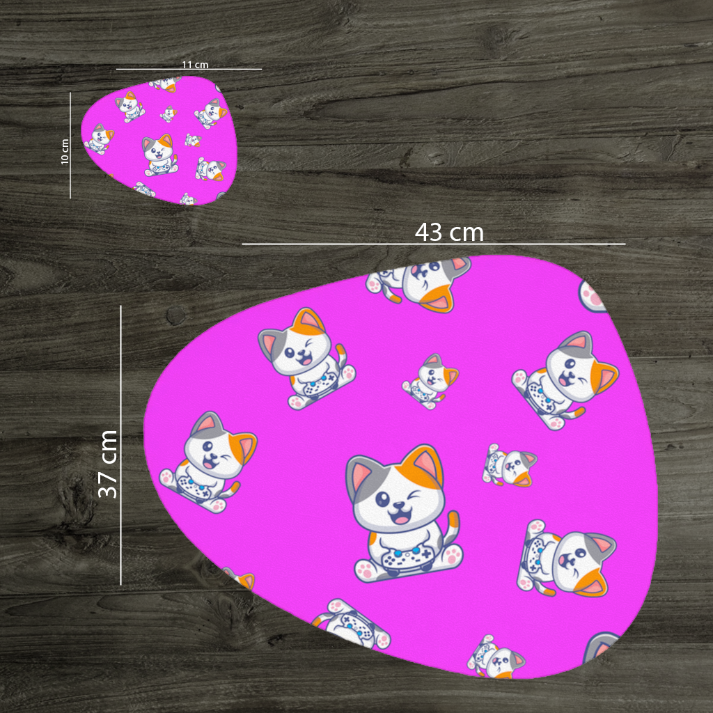Cute Cartoon Cat Pattern on Pink Background Charger Plate Set 12 Pieces