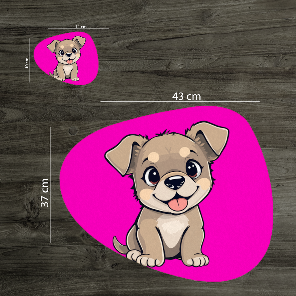 Cute Dog Illustration on Pink Background Charger Plate Set 12 Pieces