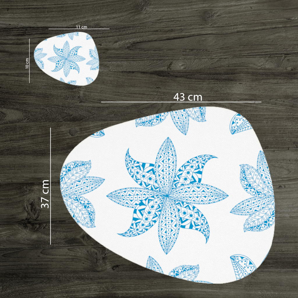 Blue Mandala Floral and Leaf Zentangle Pattern Charger Plate Set 12 Pieces