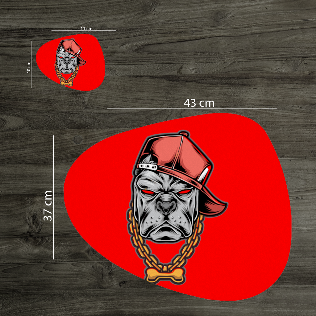 Hip Hop Style Gangster Dog Illustration Charger Plate Set 12 Pieces