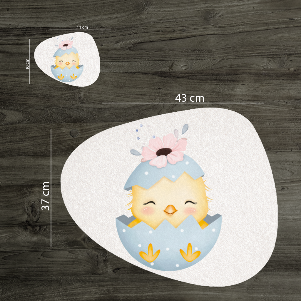 Cute Chick in Egg with Floral Hat Charger Plate Set  12 Pieces
