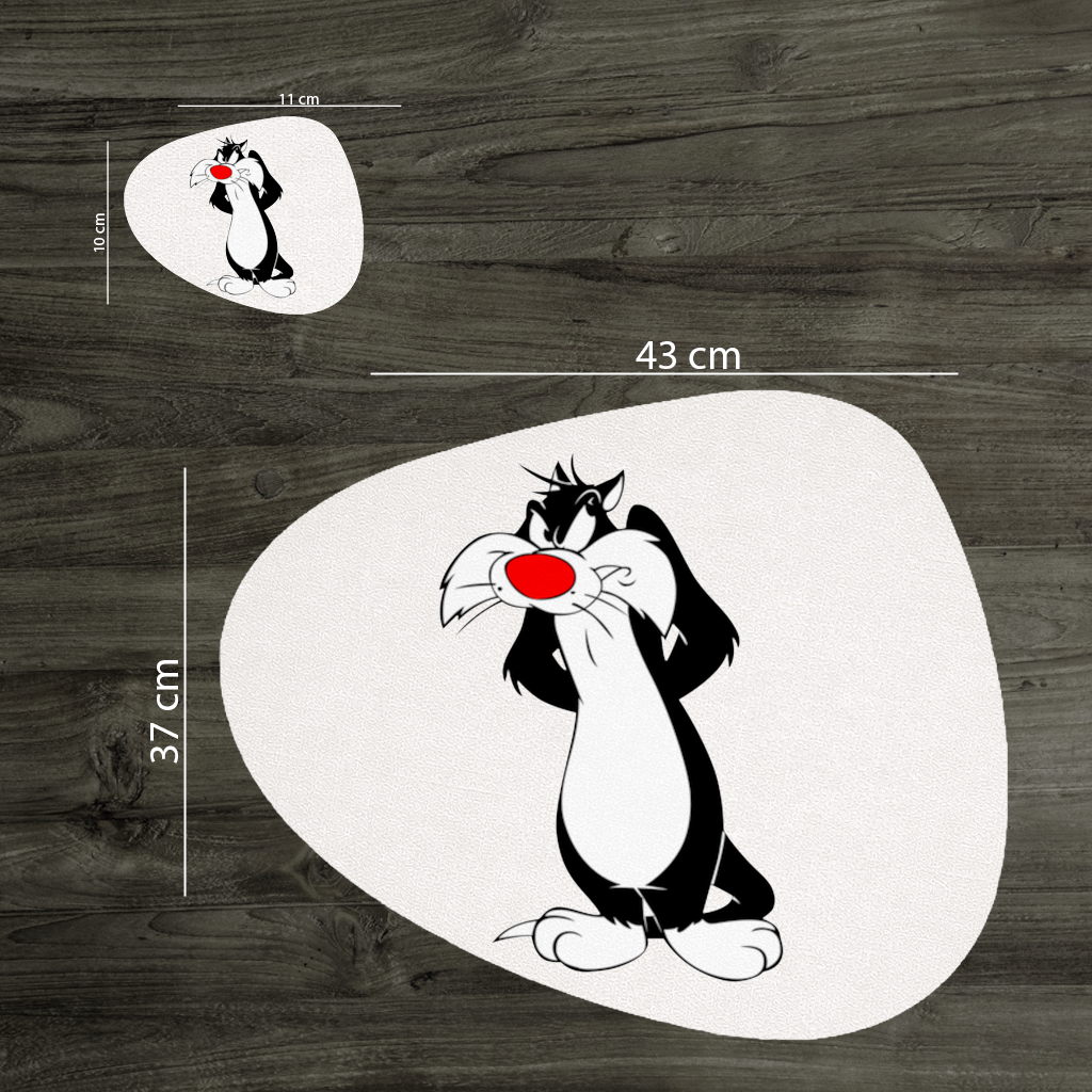 Funny Cartoon Cat Illustration Charger Plate Set 12 Pieces