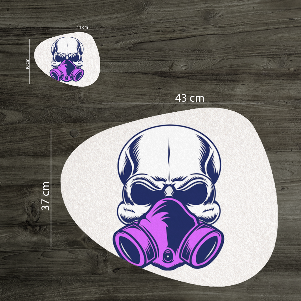 Skull with Gas Mask Illustration Modern and Edgy Design Charger Plate Set 12 Pieces