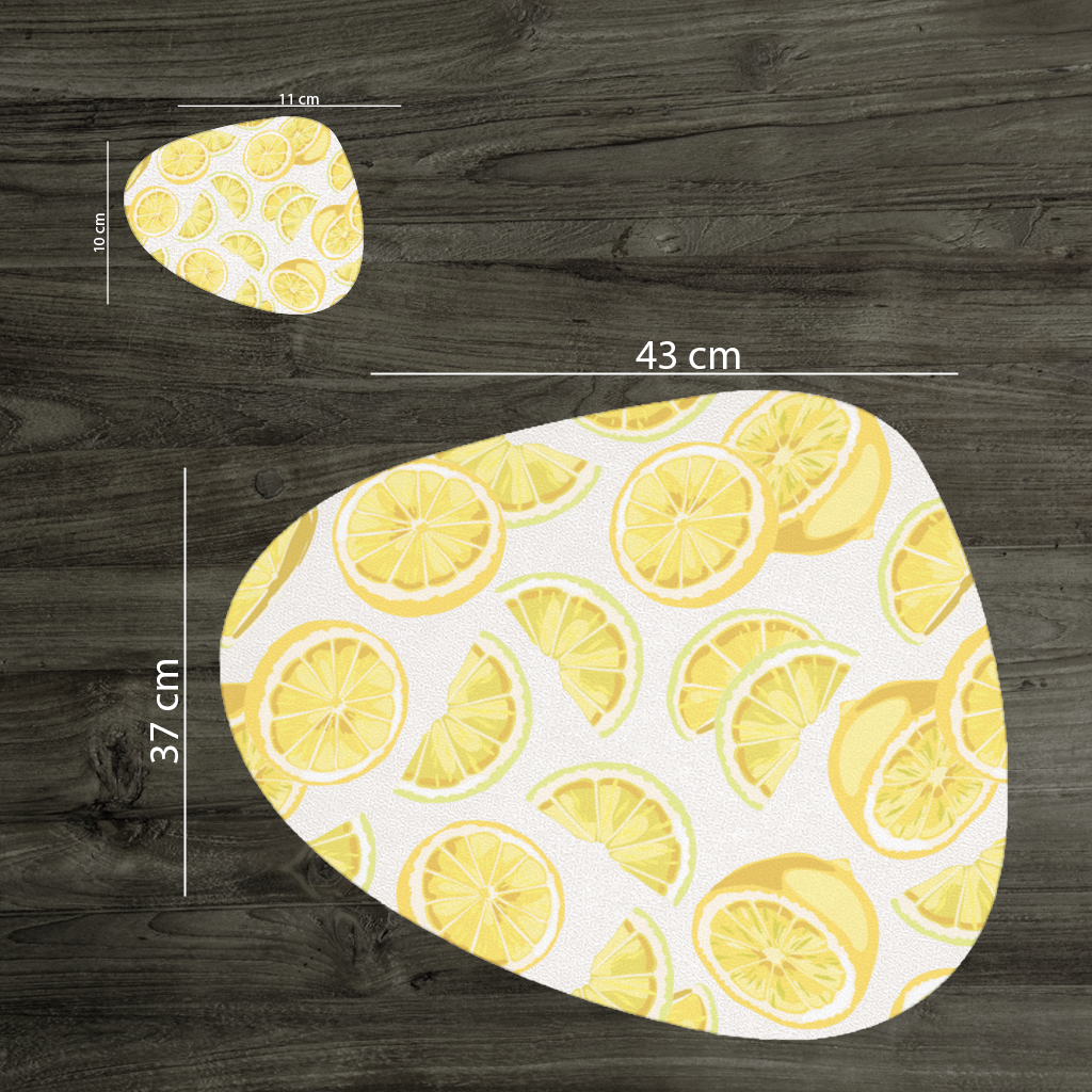 Taze Limon Dilimli Canlı Yaz Deseni Servis Tabağı Altlığı (12 Adet)