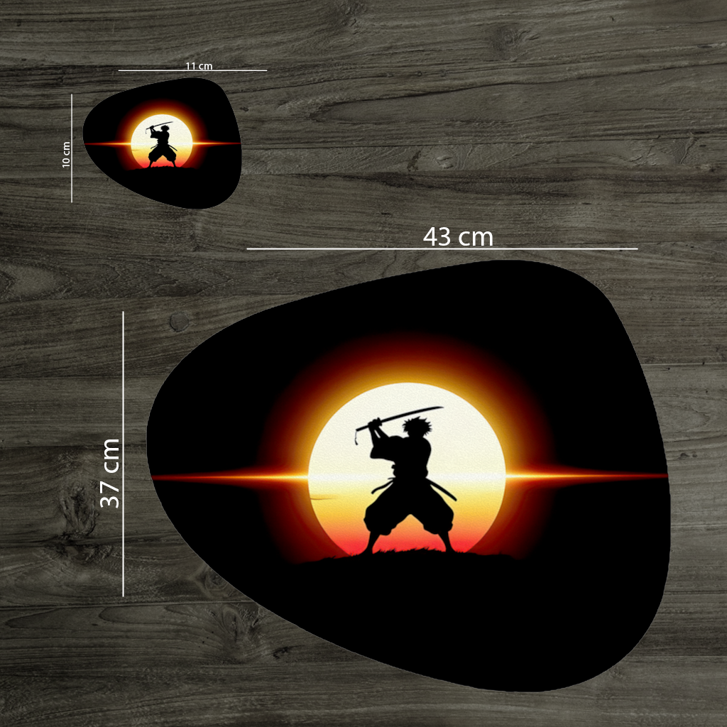 Samurai Silhouette Under the Rising Sun Honor and Strength Charger Plate Set 12 Pieces