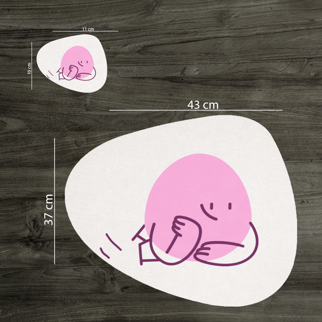 Cute Pink Lying Character Illustration Charger Plate Set 12 Pieces