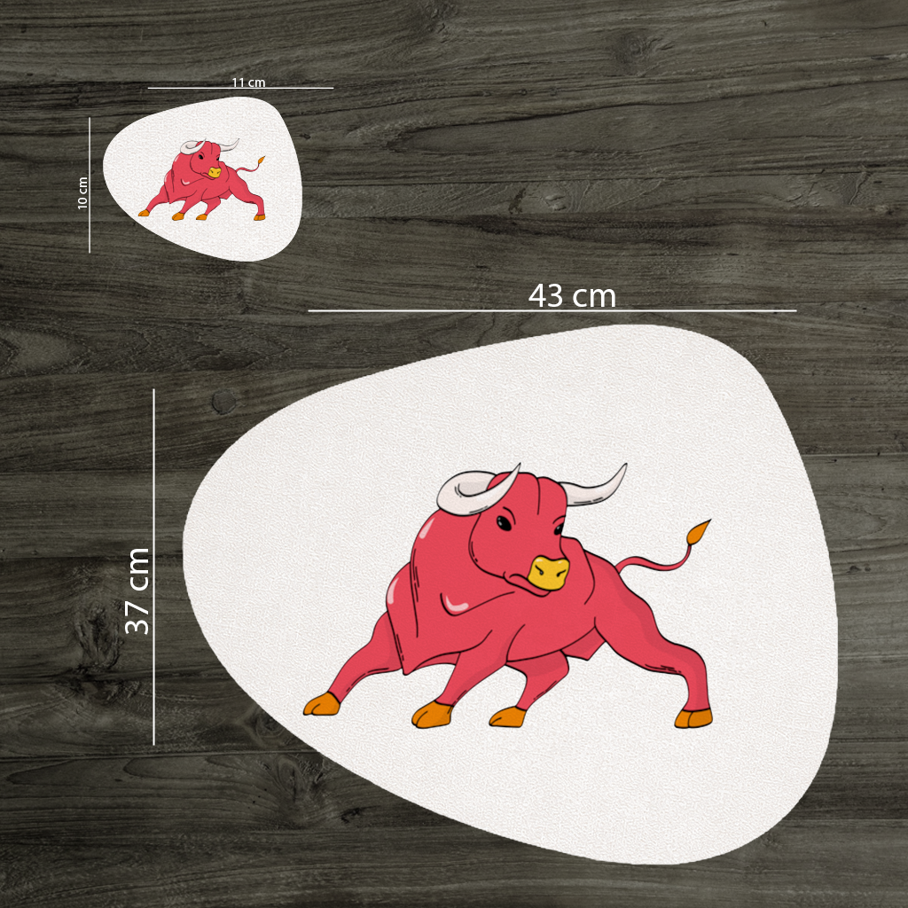 Spanish Red Bull Illustration Inspired by Matador Theme Charger Plate Set 12 Pieces