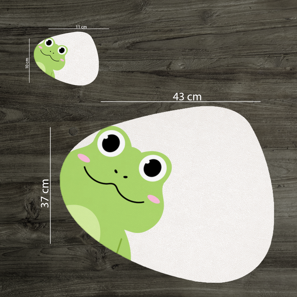 Cute Green Frog Peek-a-Boo Illustration Charger Plate Set 12 Pieces