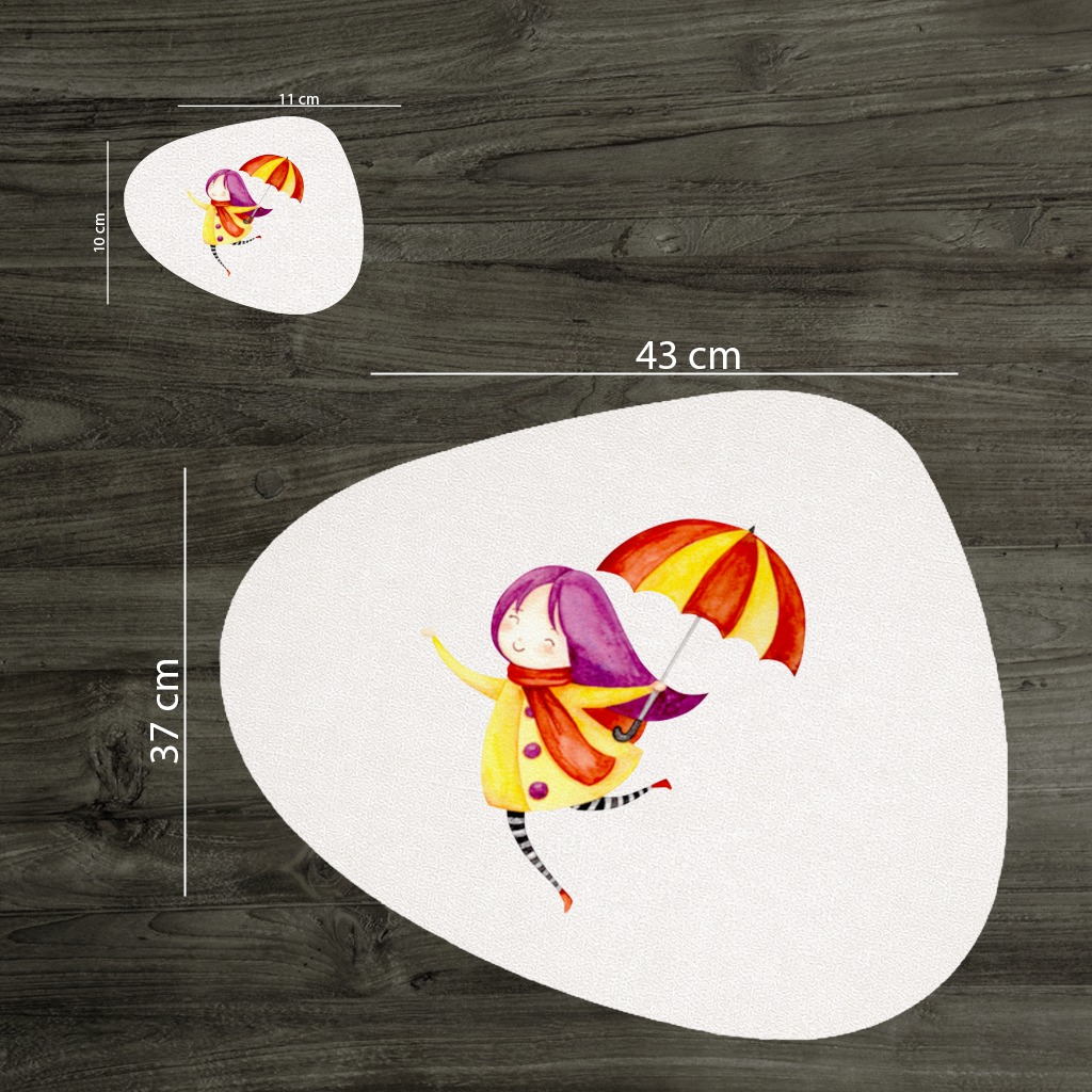 Cheerful Girl with Umbrella Charger Plate Set 12 Pieces