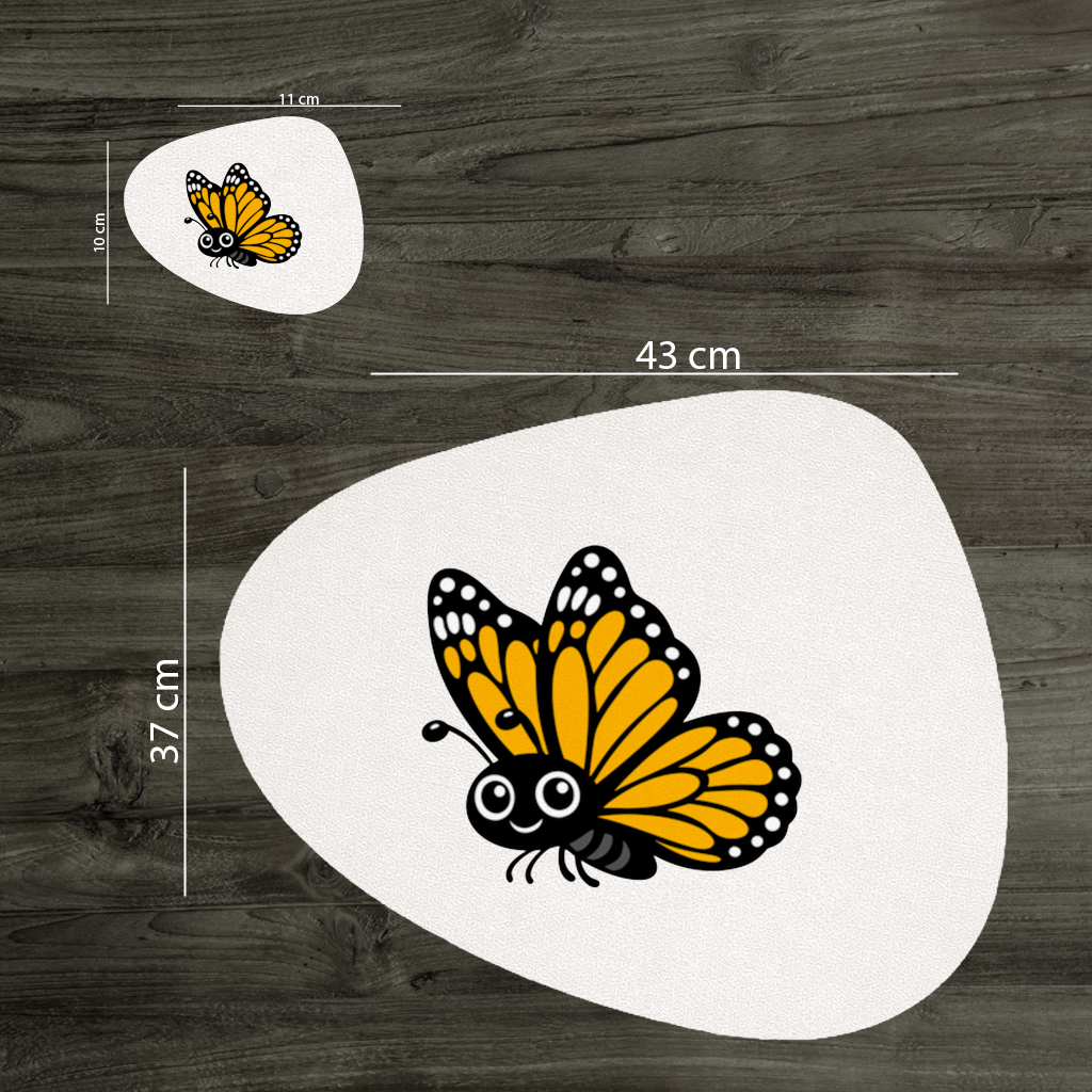 Smiling Orange Monarch Butterfly Character Charger Plate Set 12 Pieces