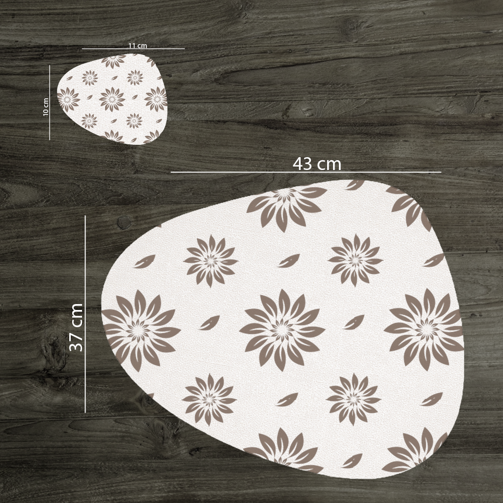 Minimalist Modern Kahverengi Çiçek Deseni Servis Tabağı Altlığı (12 Adet)