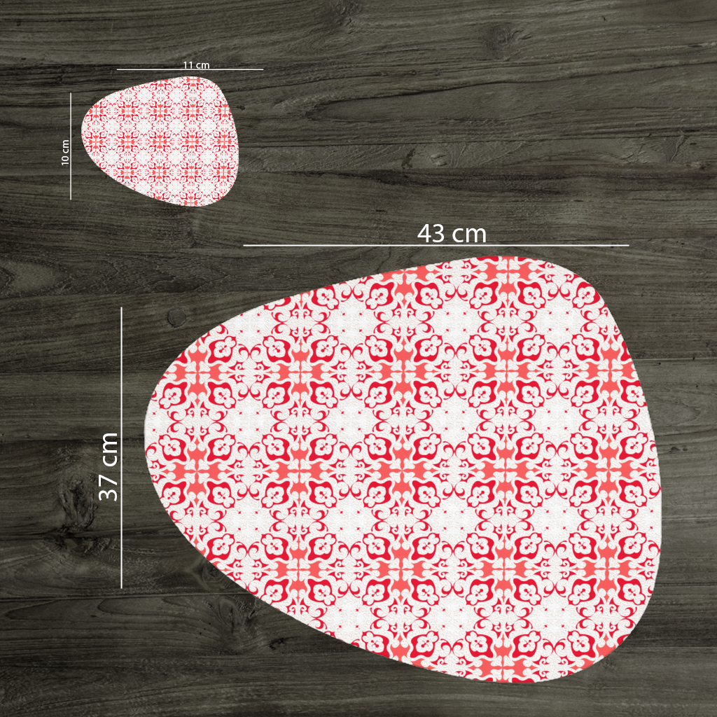Red and White Traditional Tile Style Pattern Charger Plate Set 12 Pieces