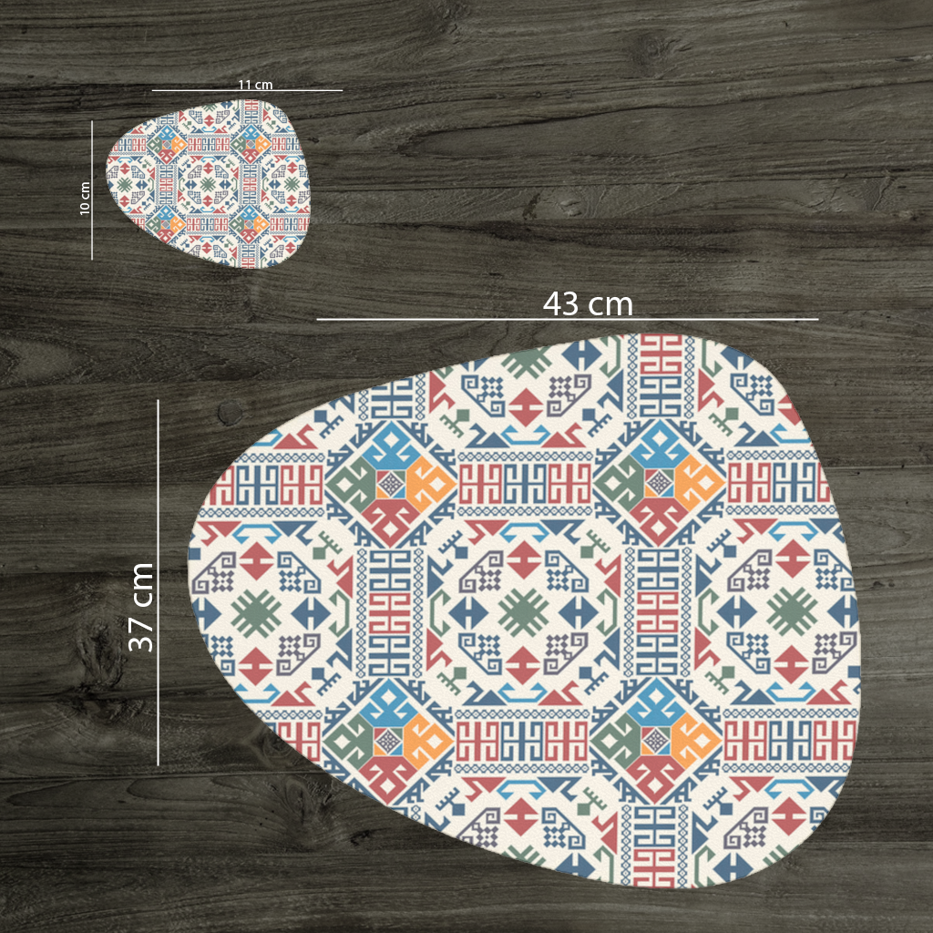 Multicolor Ethnic Geometric Motif Charger Plate Set 12 Pieces