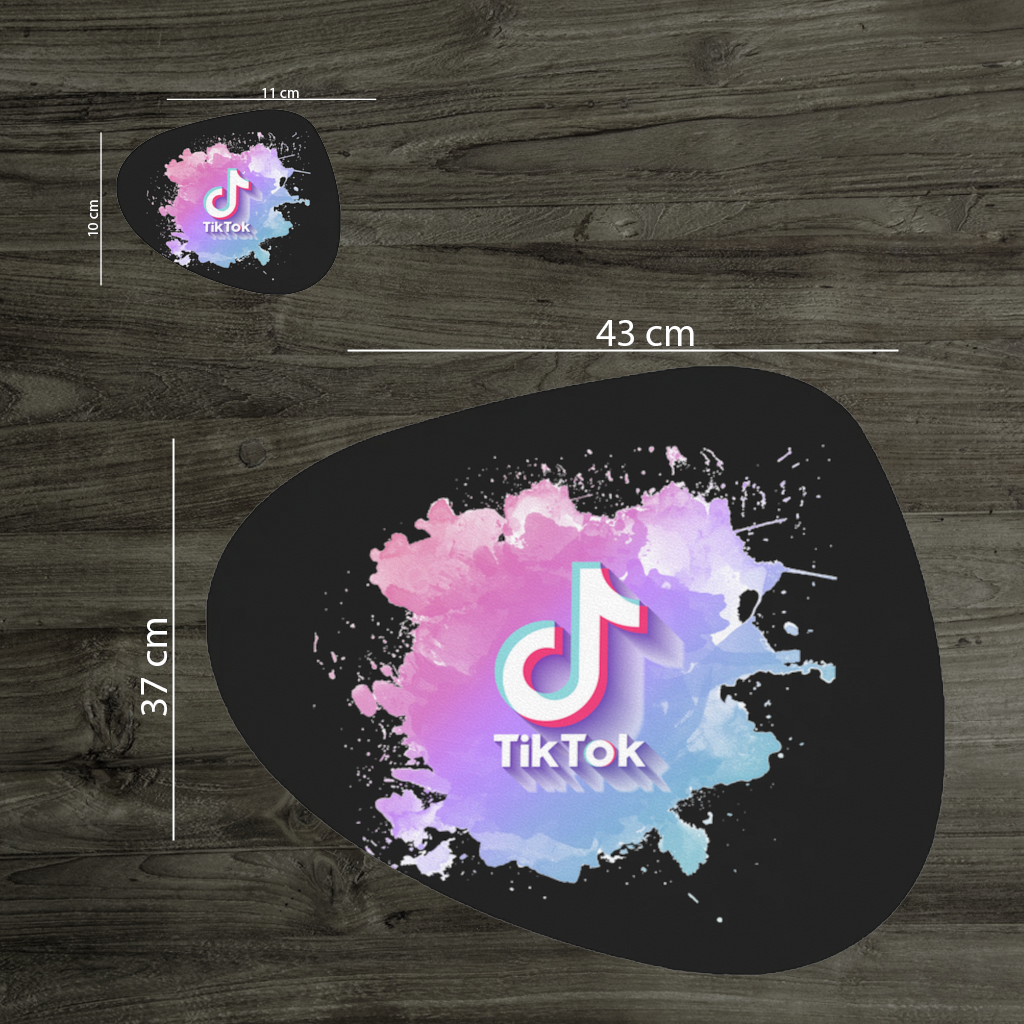 Sulu Boya Efektli TikTok Logosu Servis Tabağı Altlığı (12 Adet)