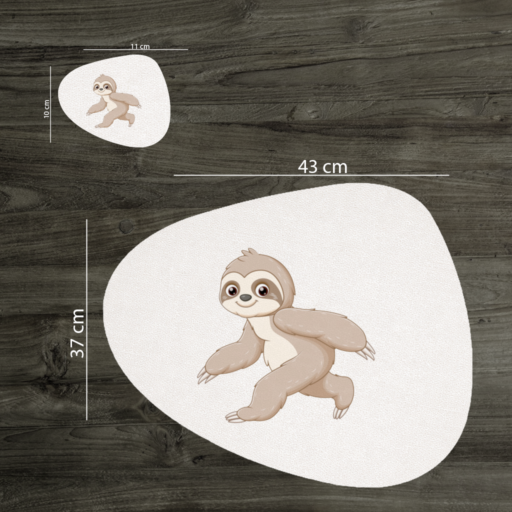 Cute Joyful Walking Sloth Charger Plate Set 12 Pieces