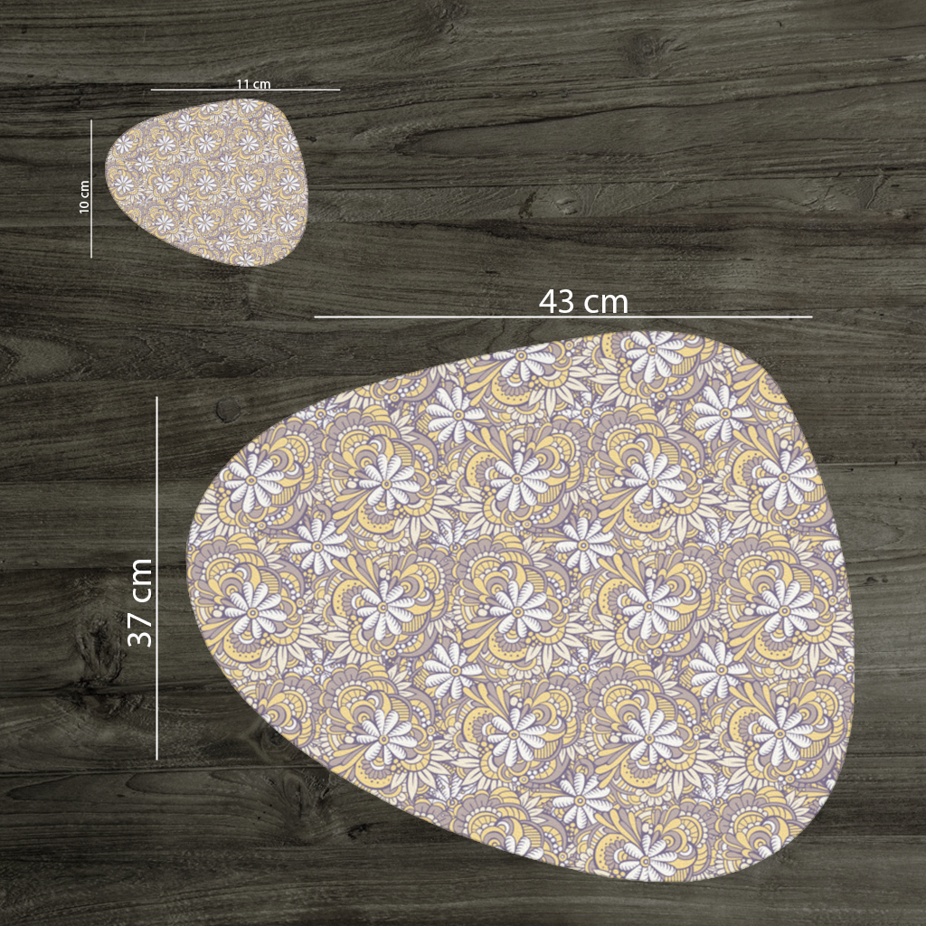 Retro Floral Doodle and Mandala Pattern Charger Plate Set 12 Pieces