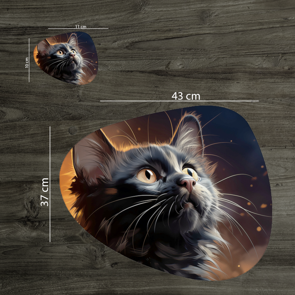Black Cat Digital Art Charger Plate Set 12 Pieces