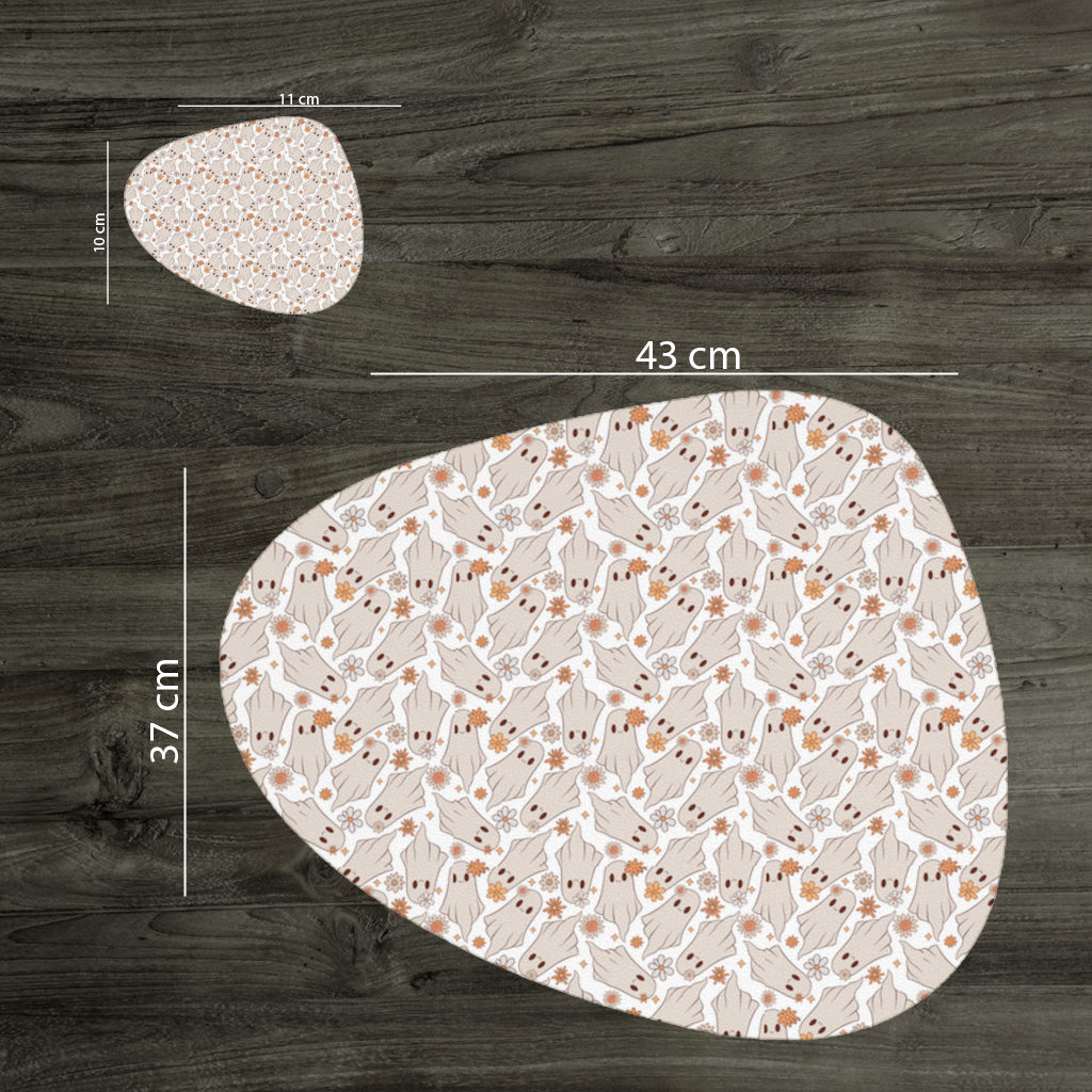 Retro Floral Cute Ghost Seamless Pattern Charger Plate Set 12 Pieces