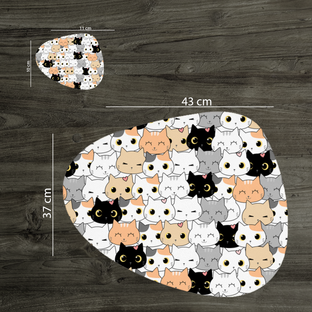 Colorful Cute Cat Faces Seamless Pattern Charger Plate Set 12 Pieces