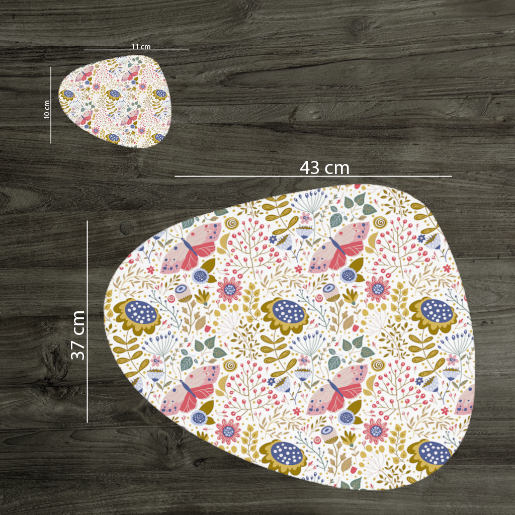 Folk Art Floral and Butterfly Pattern Charger Plate Set 12 Pieces