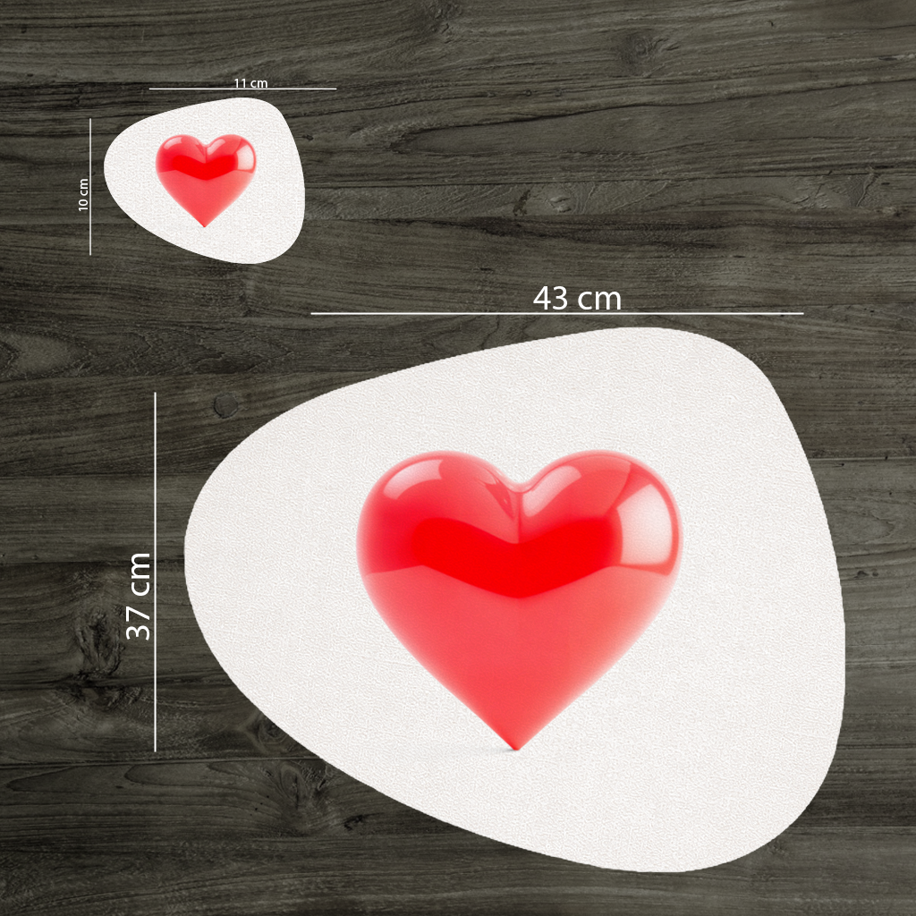 Glossy Red 3D Heart Charger Plate Set 12 Pieces