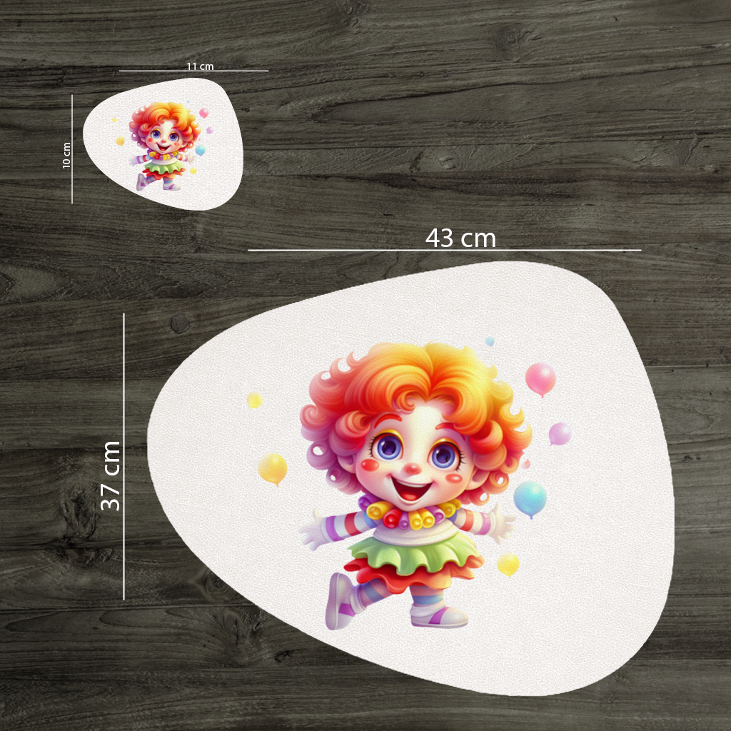 Cute Rainbow Hair Happy Clown Charger Plate Set 12 Pieces
