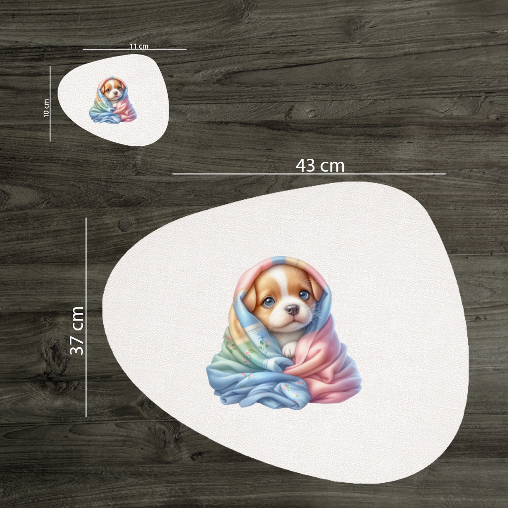 Cute Puppy Wrapped in Colorful Blanket Charger Plate Set 12 Pieces