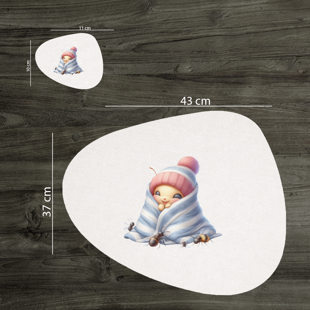 Kawaii Baby Bee in Pink Beanie Charger Plate Set 12 Pieces