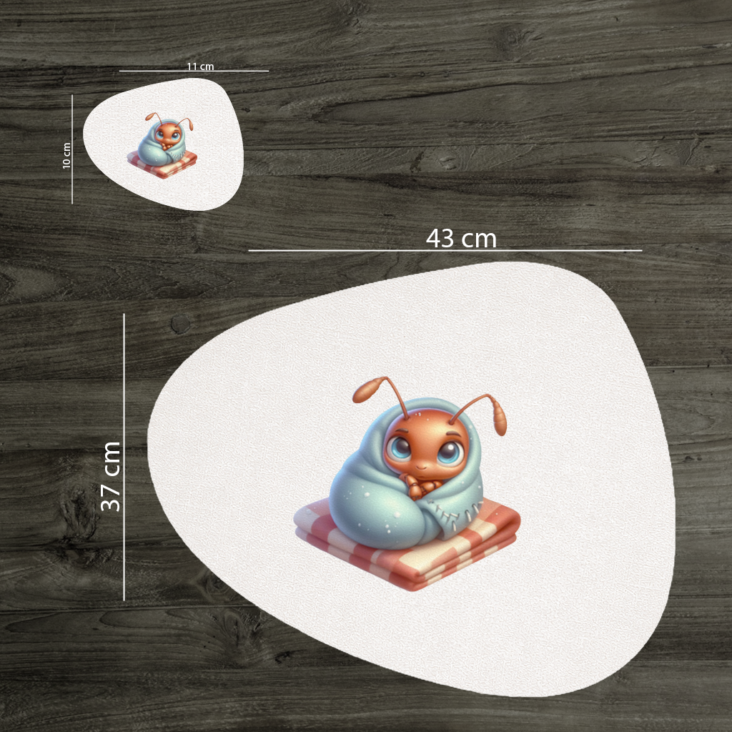 Kawaii Baby Ant Wrapped in Blanket Charger Plate Set 12 Pieces