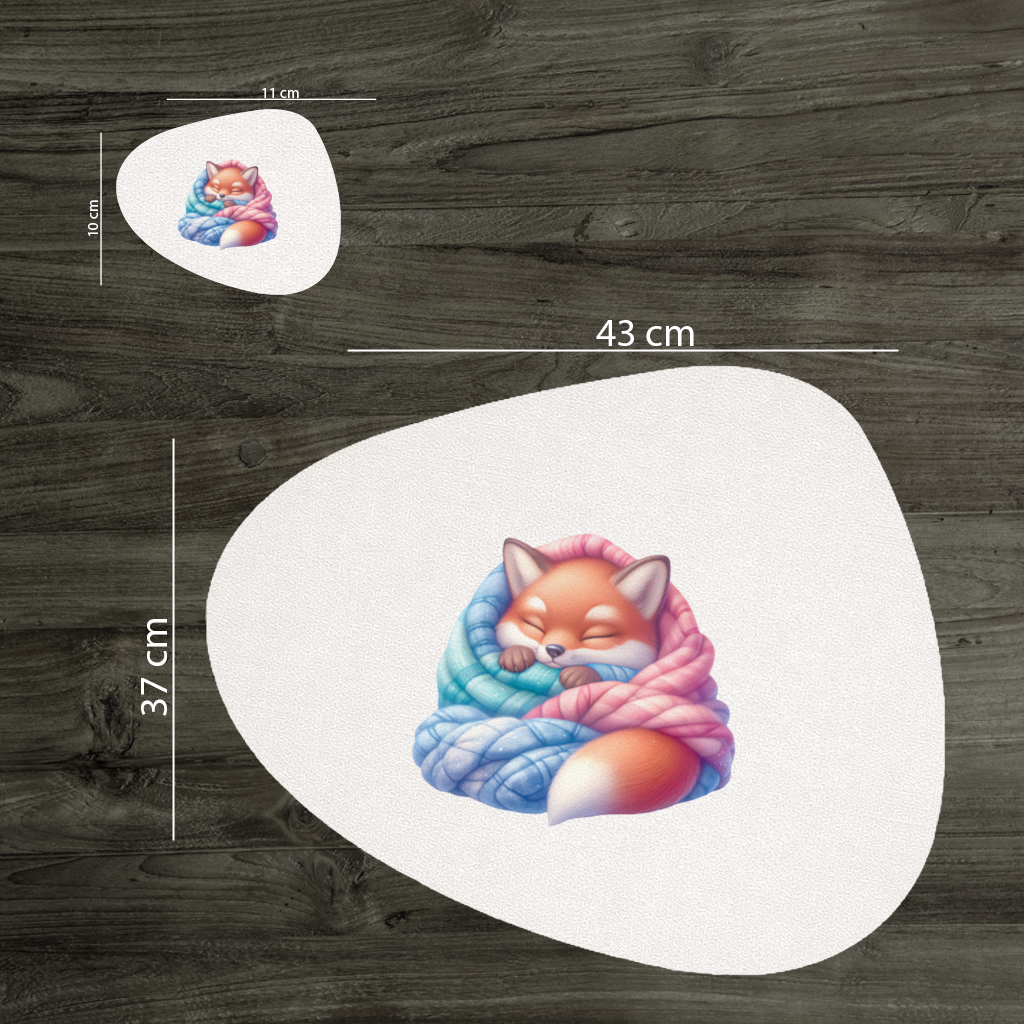 Sleeping Fox Knitted Blanket Charger Plate Set 12 Pieces