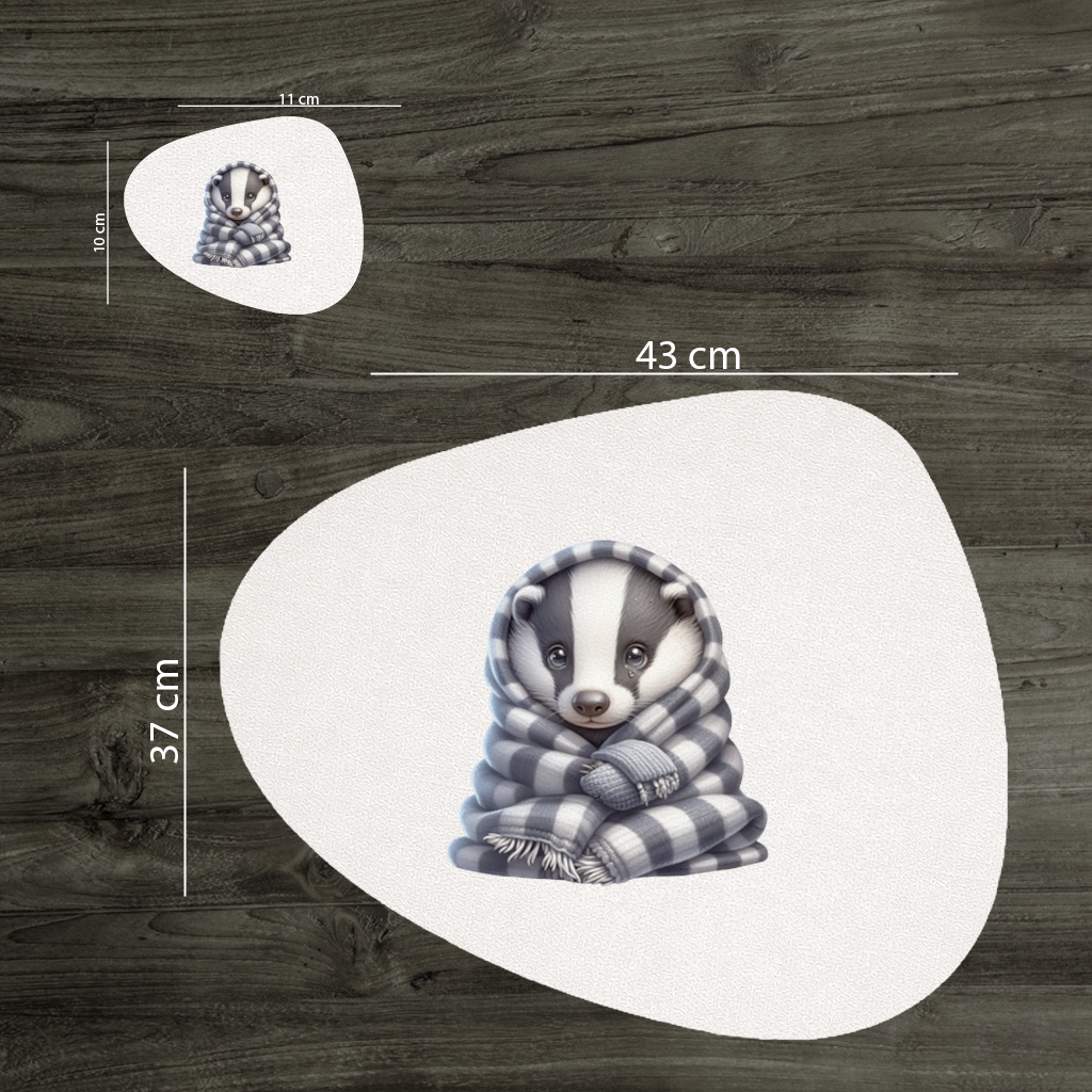 Cozy Baby Badger Wrapped in Blanket Charger Plate Set 12 Pieces