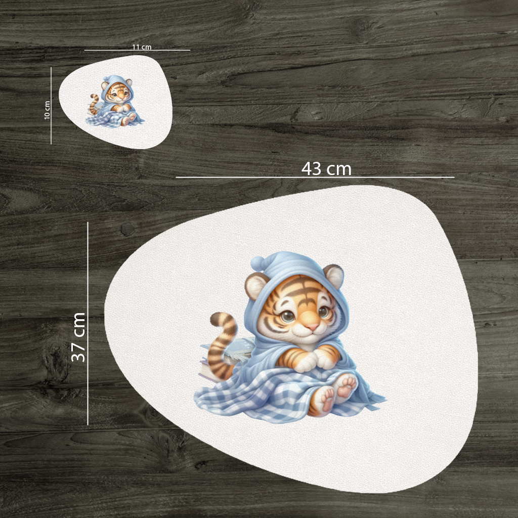 Sleepy Baby Tiger Cub on Books Charger Plate Set 12 Pieces