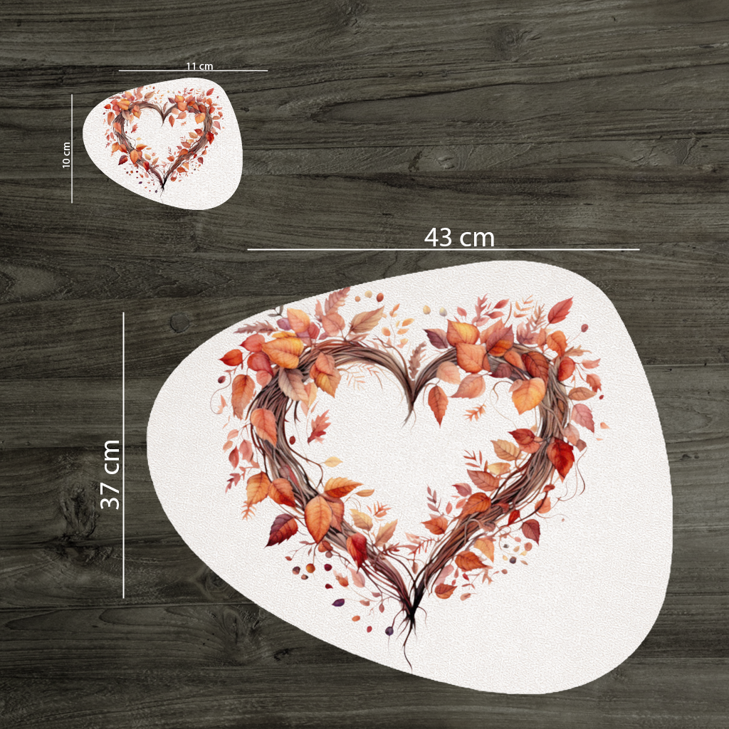 Autumn Leaves Heart Wreath Charger Plate Set 12 Pieces