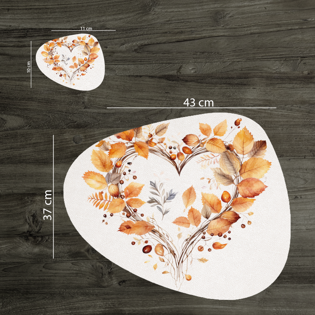 Orange Autumn Leaves Heart Charger Plate Set 12 Pieces