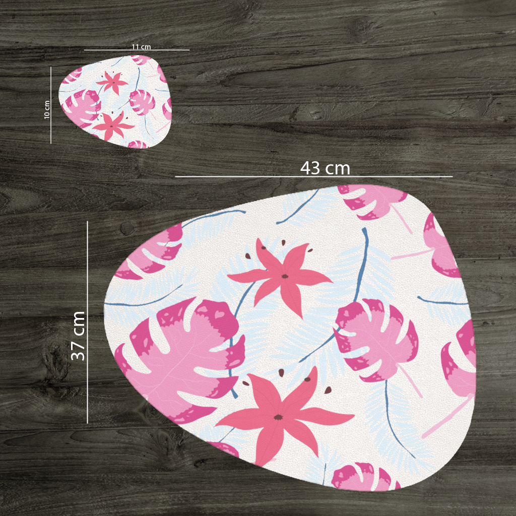 Pink Monstera and Tropical Lily Charger Plate Set 12 Pieces
