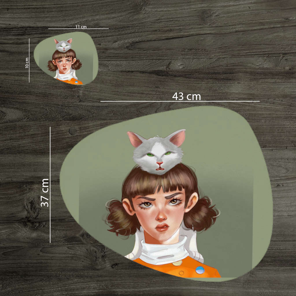 Mood Kedi ve Ben Dokunma Telefonuma! Servis Tabağı Altlığı (12 Adet)
