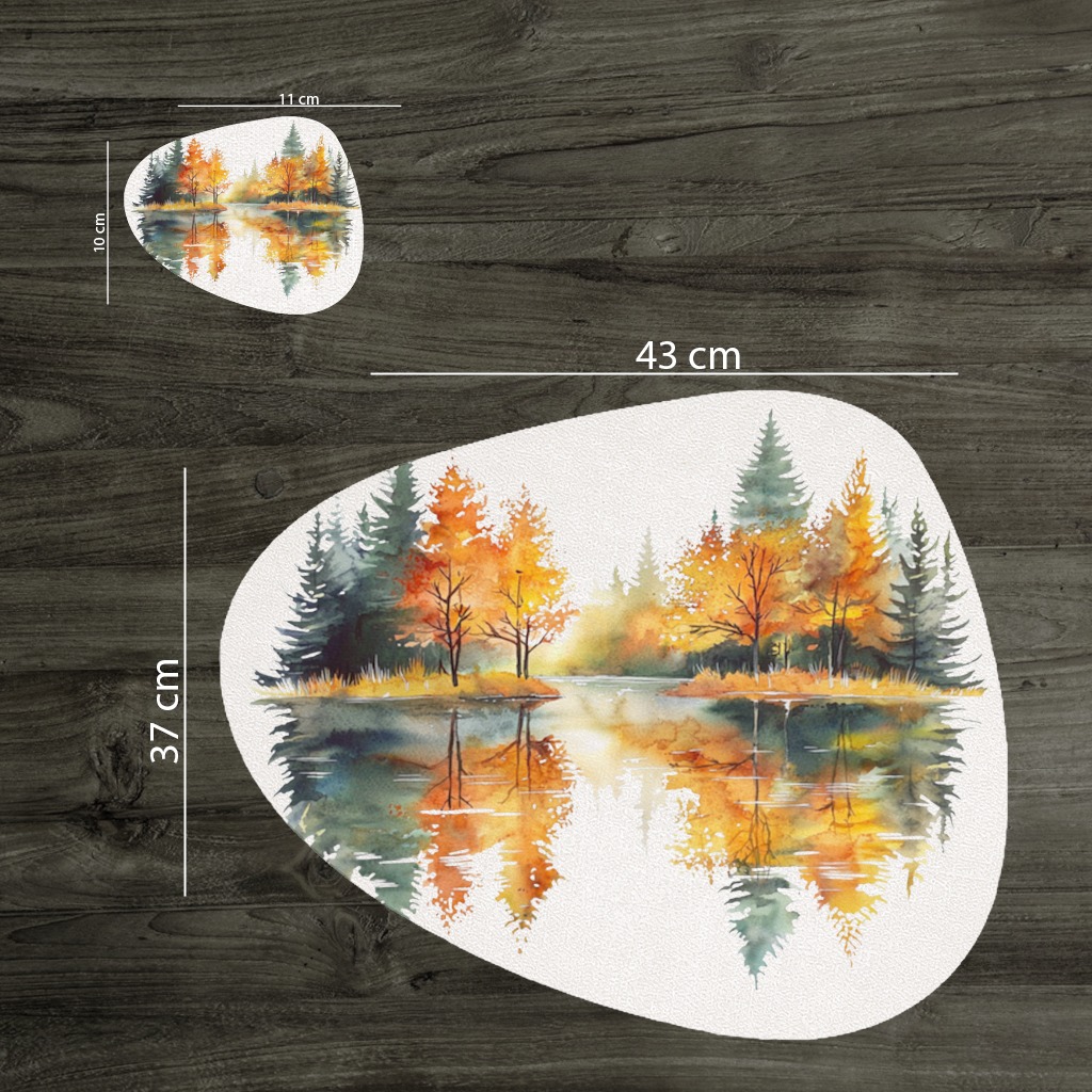 Autumn Forest Lake Reflection Charger Plate Set 12 Pieces
